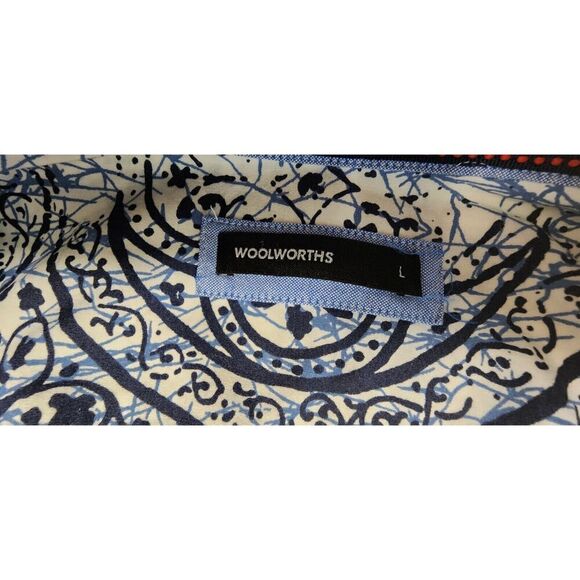 Men's Woolworth Multicolor Blue/White Long Sleeve Button Down Shirt Size Large - Picture 7 of 7